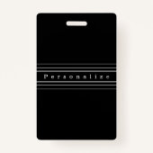 お客様のカスタム文字とモダンストライプ |黒と白 バッジ (裏面)