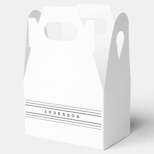 お客様のカスタム文字とモダンストライプ |黒と白 フェイバーボックス (オープン)