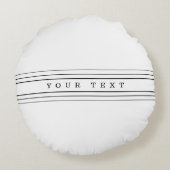 お客様のカスタム文字とモダンストライプ |黒と白 ラウンドクッション (裏面)
