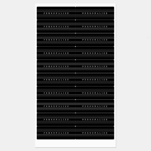 お客様のカスタム文字とモダンストライプ |黒と白 ラベル (シート)
