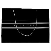 お客様のカスタム文字とモダンストライプ |黒と白 ラージペーパーバッグ (裏面)