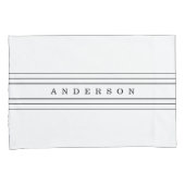 お客様のカスタム文字とモダンストライプ |黒と白 枕カバー (正面右)