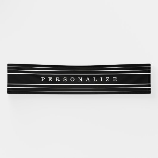 お客様のカスタム文字とモダンストライプ |黒と白 横断幕 (横)
