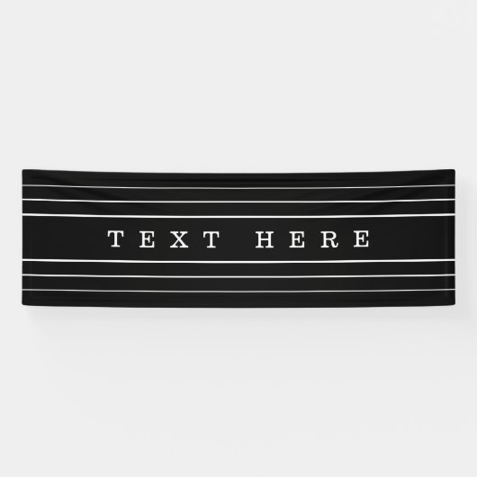 お客様のカスタム文字とモダンストライプ |黒と白 横断幕 (横)