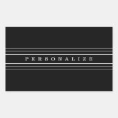 お客様のカスタム文字とモダンストライプ |黒と白 長方形シール (正面)