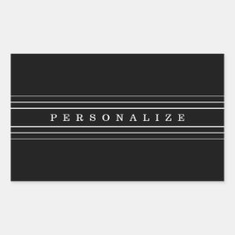 お客様のカスタム文字とモダンストライプ |黒と白 長方形シール