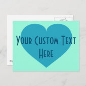 お客様のカスタム文字ターコイズハート ポストカード (正面/裏面)