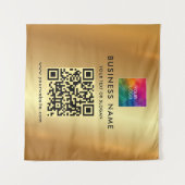 お客様のカスタム文字会社のロゴ金ゴールド背景のアップロード タペストリー (正面(横))