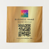 お客様のカスタム文字会社のロゴ金ゴールド背景のアップロード タペストリー (正面)