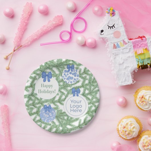 お客様のクリスマスパーティーのビジネスロゴの休日 ペーパープレート (パーティー)