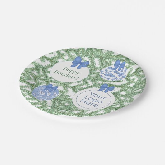 お客様のクリスマスパーティーのビジネスロゴの休日 ペーパープレート (アングル)