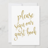 お客様のゲストブックにご署名ください ゴールド お手頃なサイン (正面)