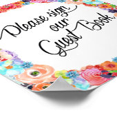 お客様のゲストブックにご署名ください 花柄プリント ポスター (角)