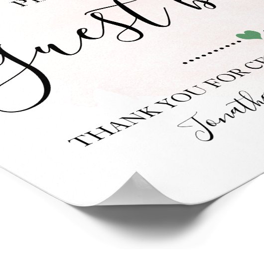 お客様のゲストブックにサインしてください シャワーの結婚式 レモン ピンク ポスター (角)