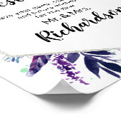 お客様のゲストブックにサインしてください - 魅惑の花の紫のサイン ポスター (角)