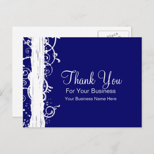 お客様のサンキューカード青と白の渦巻き ポストカード (正面/裏面)