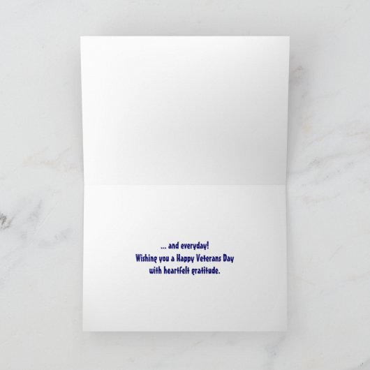 お客様のサービス退役軍人の名刺を記憶 サンキューカード (内部)