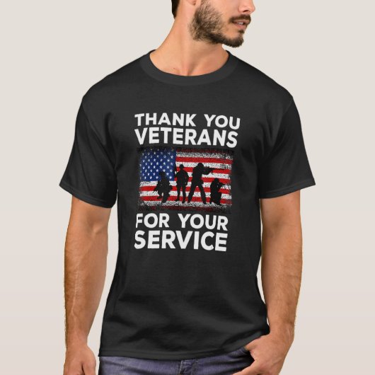 お客様のサービス退役軍人USフラグ退役軍人 Tシャツ (正面)