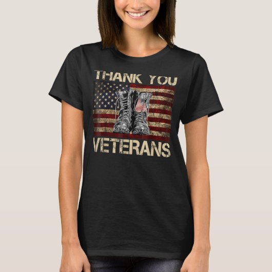 お客様のサービス退役軍人USフラグ退役軍人 Tシャツ (正面)