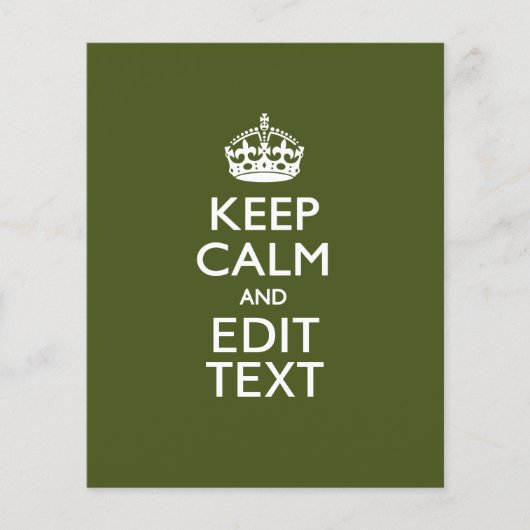 お客様のテキストでKeep Calm&オリーブグリーンの装飾 チラシ (正面)