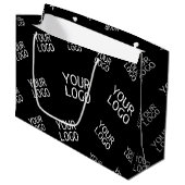 お客様のデザイン、写真、またはビジネスロゴをランダムにタイル状に配置 ラージペーパーバッグ (正面アングル)