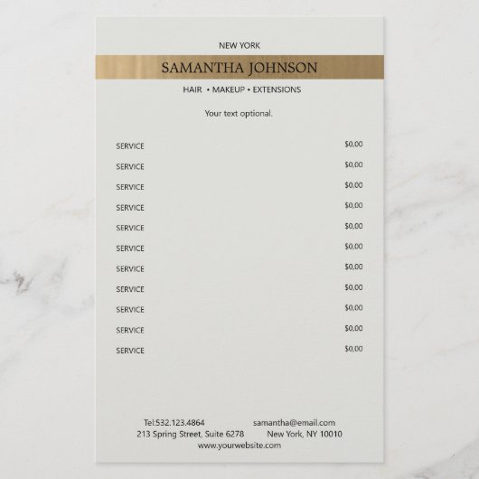 お客様のニーズに合わせたエレガントなゴールドのストライプの模造品 チラシ (正面)