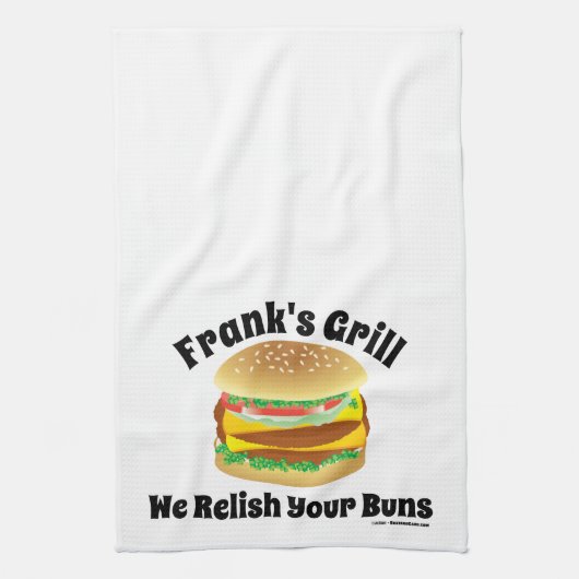 お客様のパンに感謝!特製チーズバーガーキッチン キッチンタオル (縦)