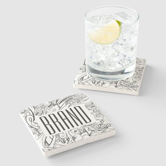 お客様のビジネスまたはブランドとオリジナルのアートワーク ストーンコースター (横)