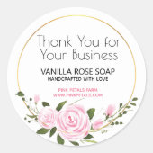 お客様のビジネスフローラの水彩色に感謝 ラウンドシール (正面)