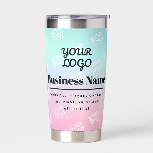 お客様のビジネスロゴ（片面）タイル張りロゴ&グラデーション 保温保冷タンブラー (左面)