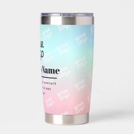 お客様のビジネスロゴ（片面）タイル張りロゴ&グラデーション 保温保冷タンブラー (背面)