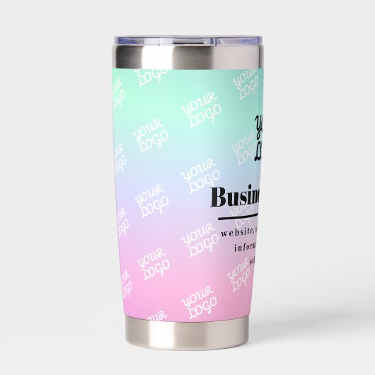 お客様のビジネスロゴ（片面）タイル張りロゴ&グラデーション 保温保冷タンブラー (正面)