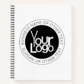 お客様のビジネス ロゴ & 現代的でシンプルな編集可能なテキスト ノートブック (正面)