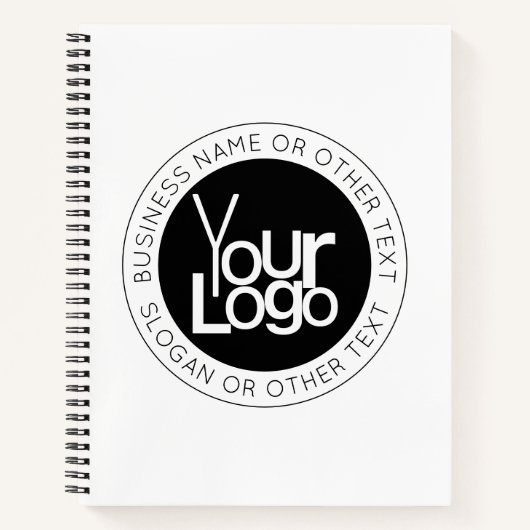 お客様のビジネス ロゴ & 現代的でシンプルな編集可能なテキスト ノートブック (正面)
