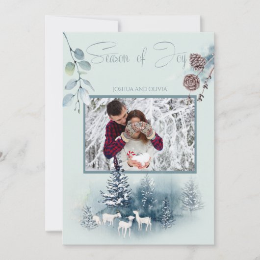 お客様のフォトウォーターカラーウッドランドヤギ 招待状 (正面)