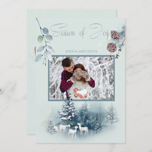 お客様のフォトウォーターカラーウッドランドヤギ 招待状 (正面/裏面)