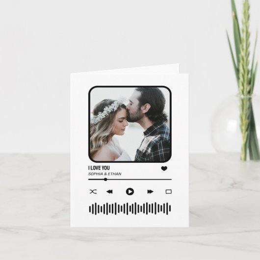 お客様のフォトソング再生リストカップルのバレンタインデー カード (正面)