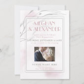 お客様のフォト赤面ピンクの水色と柳の枝 招待状 (正面)