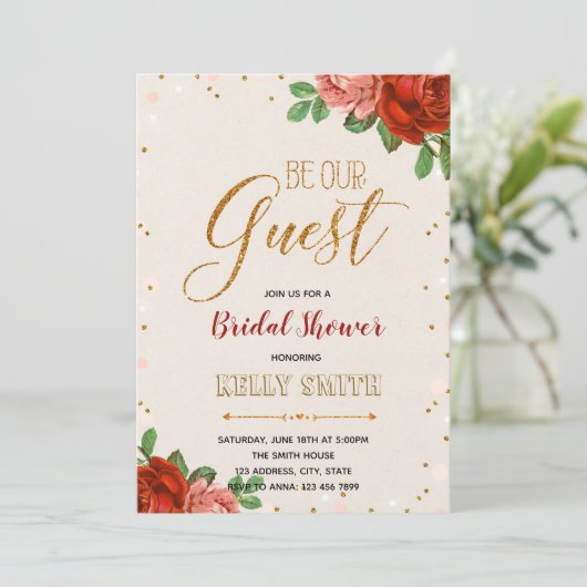 お客様のブライダルシャワーをお招きください 招待状 (スタンド正面)