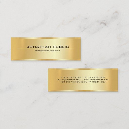 お客様のプロフェッショナルエレガントフェイク金ゴールドテンプレート スキニー名刺 (正面/裏面)
