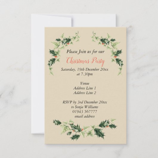 お客様のホパーソナライズされたリーとアイビーのクリスマス 招待状 (正面)