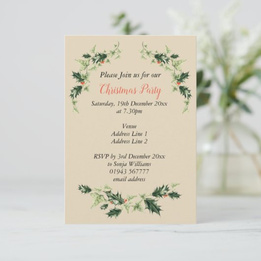 お客様のホパーソナライズされたリーとアイビーのクリスマス 招待状 (スタンド正面)