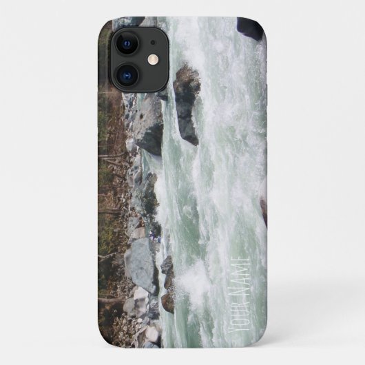 お客様のホワイトウォーター写真の横パーソナライズされた線 Case-Mate iPhoneケース (裏面)