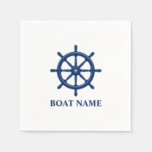 お客様のボート名は船舶Helm Navy Blue スタンダードカクテルナプキン