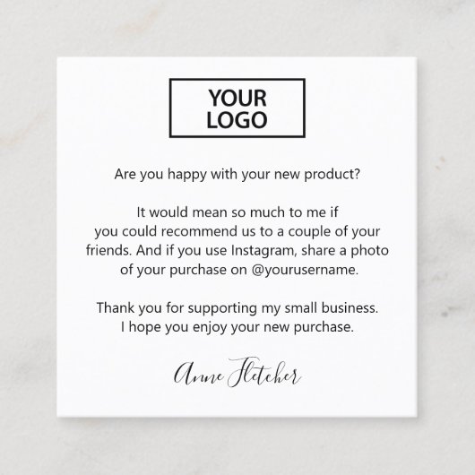 お客様のロイヤリティのロゴと紹介 コーリングカード (正面)