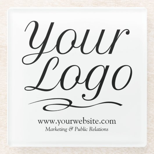 お客様のロゴが入ったオリジナルガラスコースター(角型) ガラスコースター (正面)