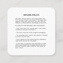 お客様のロゴを使用した商品返品ポリシー スクエア名刺