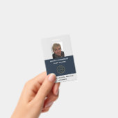 お客様のロゴを追加した社員写真付き名札 バッジ (手持ち)