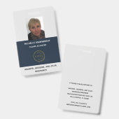 お客様のロゴを追加した社員写真付き名札 バッジ (正面＆裏面)