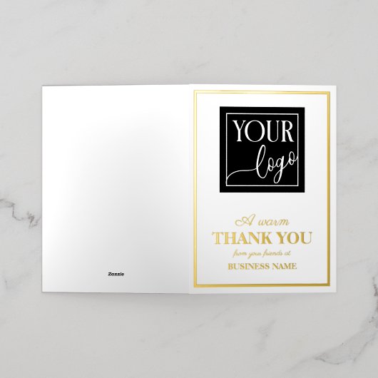 お客様のロゴビジネスに心から感謝 箔グリーティングカード (外側レイダウン)